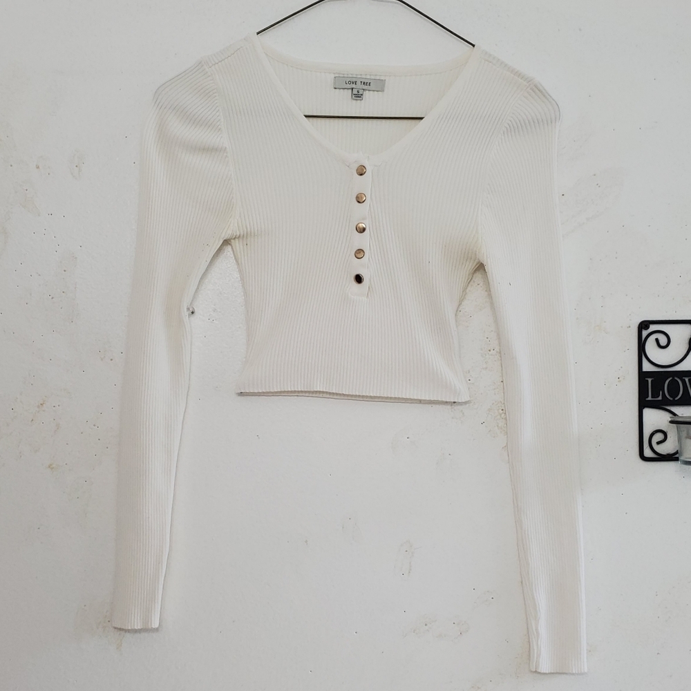 Love Tree Ribbed Long Sleeve Top